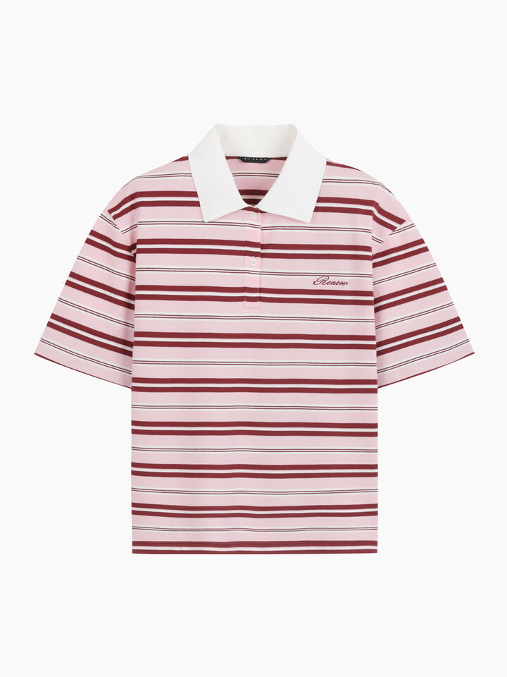 Pink striped polo - null - Pink | Sisley K image number 1